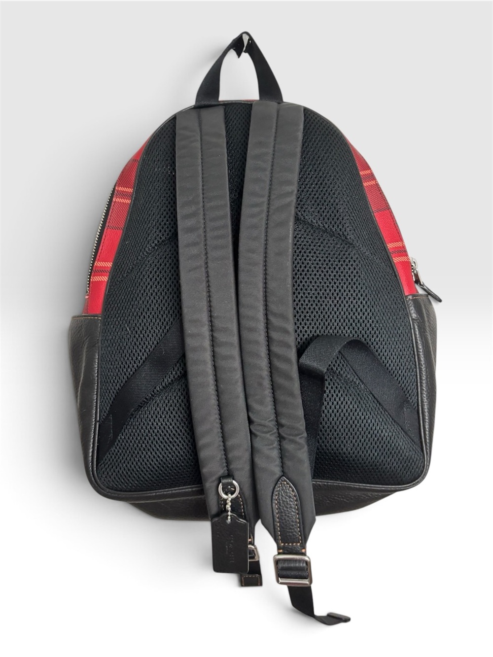 COACH Court Backpack CC145 Red Black Tartan Plaid - Picture 6 of 10